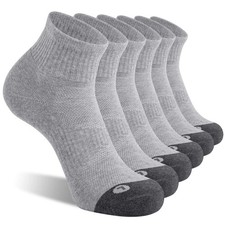 6 Pack Men's Athletic Ankle Socks Cushioned Sports 12-15, Grey
