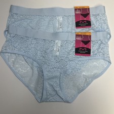 MAIDENFORM Pure Comfort Stretch Lace Light Blue Brief Panty Womens S/5 2 PK