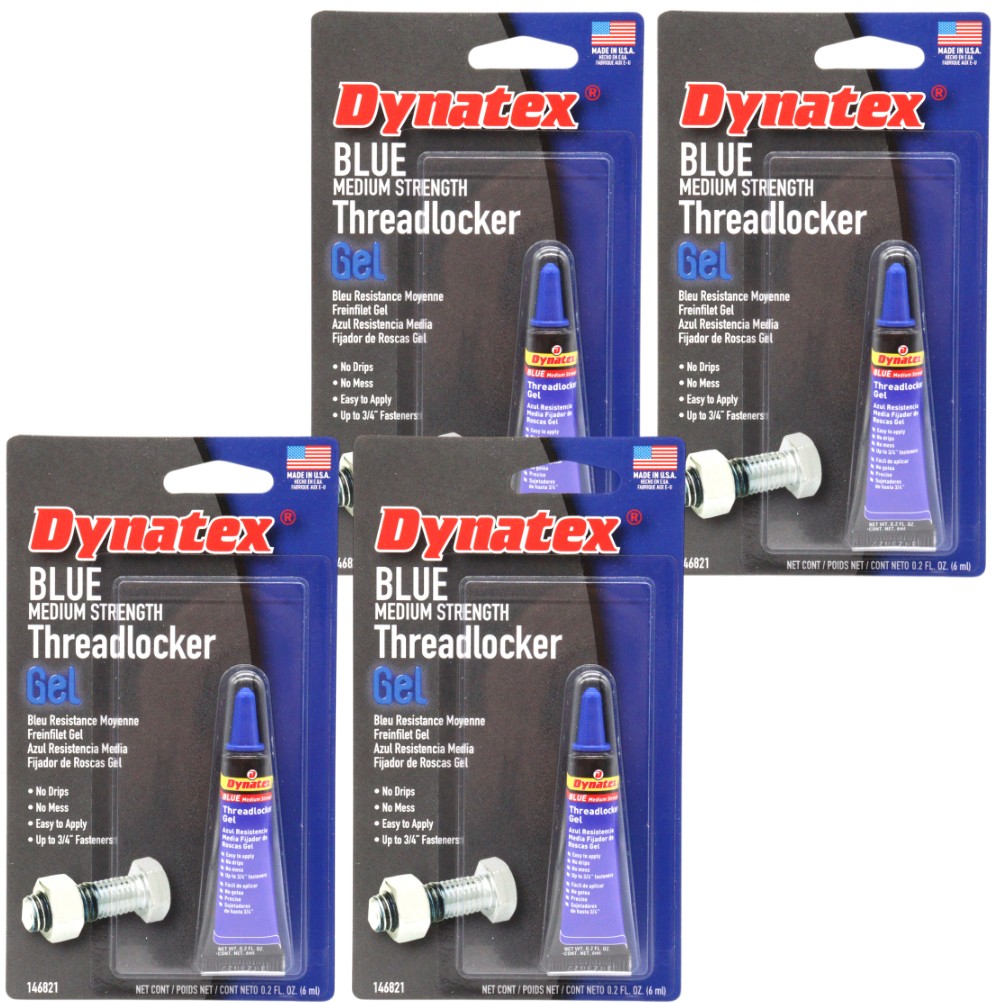 Dynatex Blue Medium Strength Gel Threadlocker 0.20 oz Bottle (4-Pack)