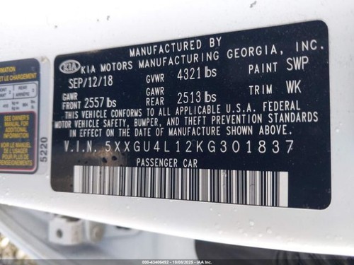 RIGHT FRONT WIPER ARM OEM 2017 KIA OPTIMAKIA 98321D4000 - Picture 13 of 24