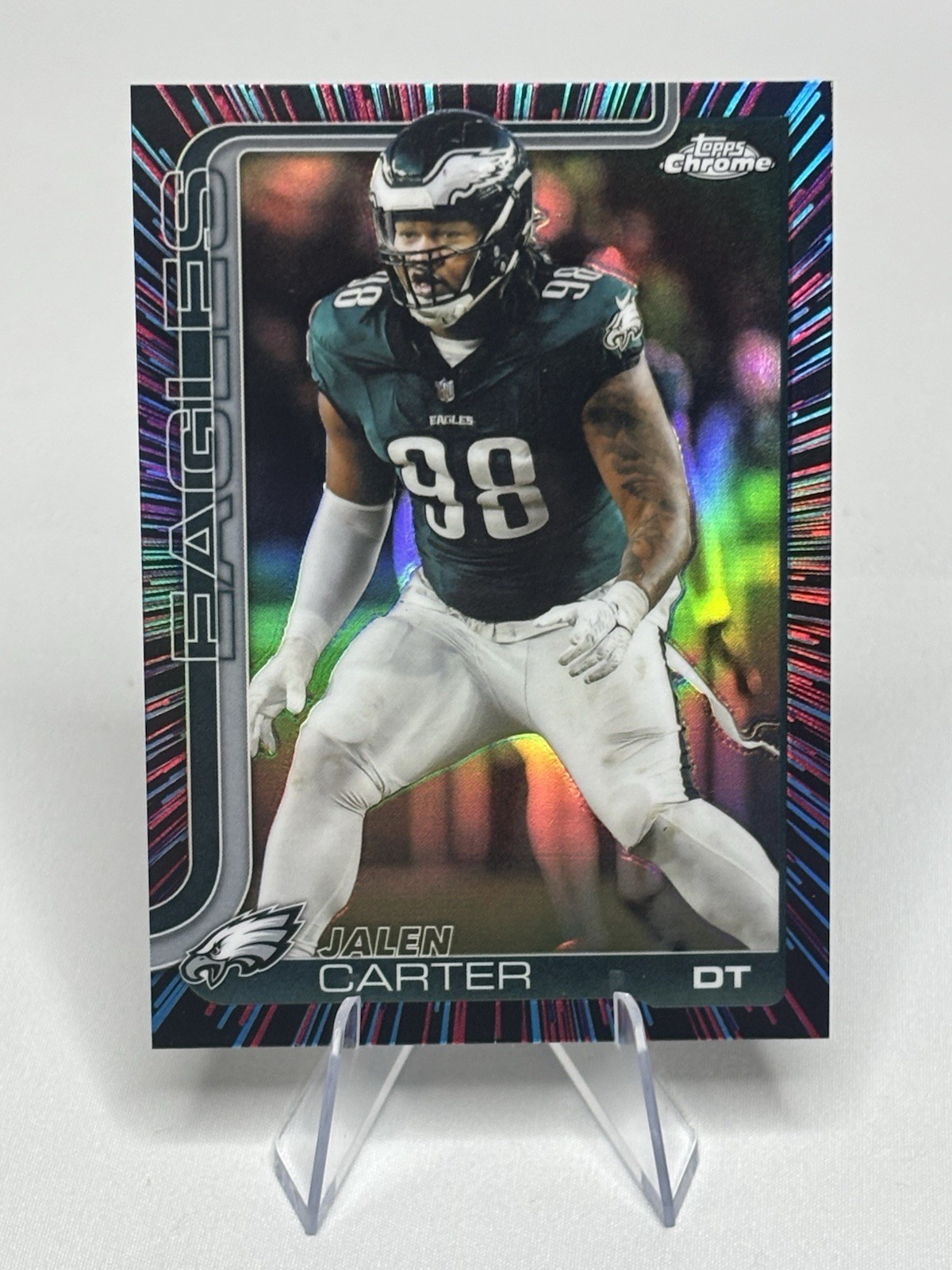 2025 Topps Chrome Jalen Carter Neon Pulse Refractor Eagles