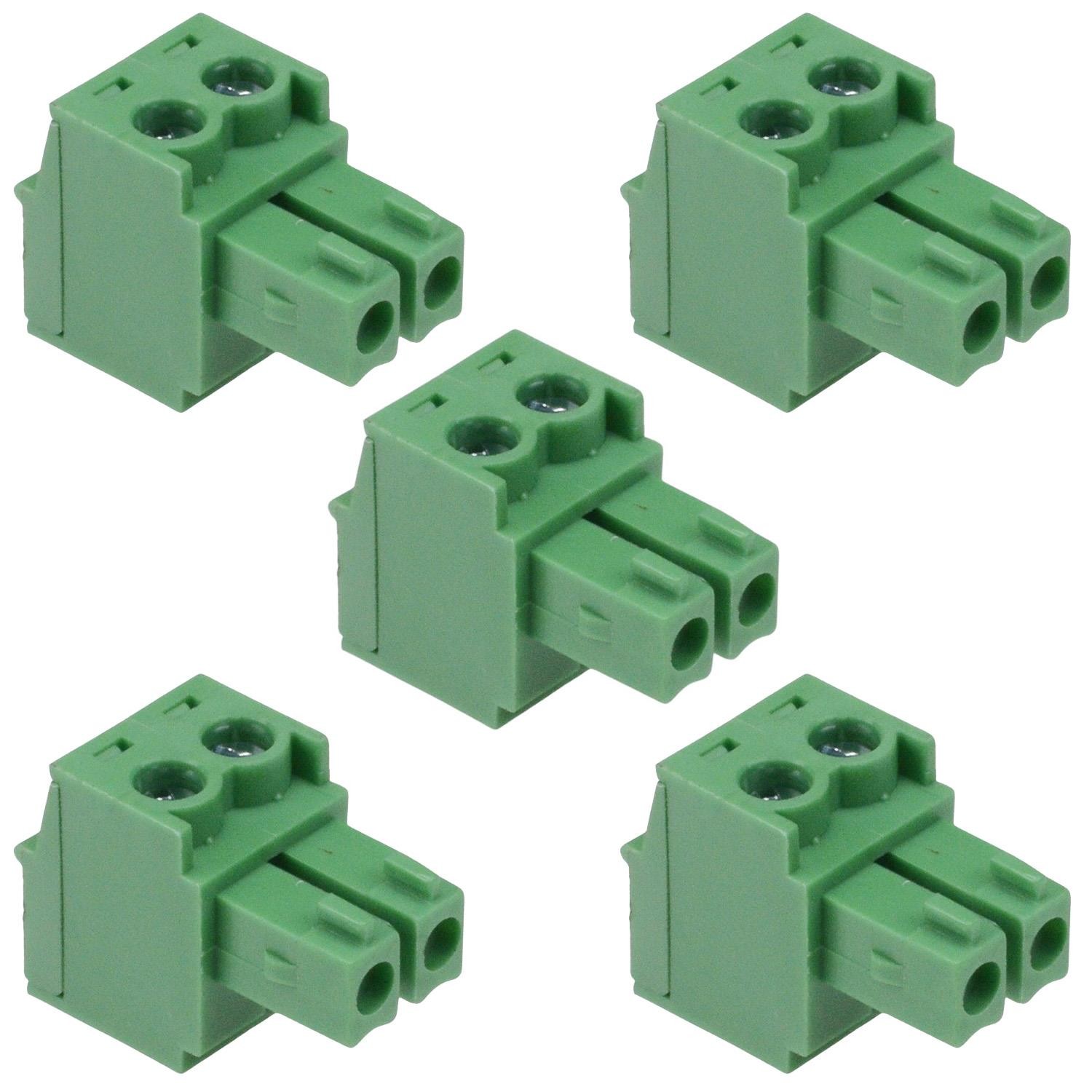 5 x 2-Way 3.81mm Right Angle Pluggable Terminal Block 8A 300V