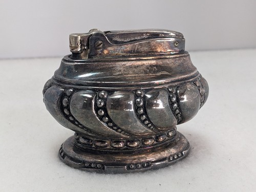 Vintage 1930's RONSON 'Crown' Victorian Silver Plate Art Deco Table Lighter READ