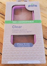 Pela iPhone 12 Mini Clear Back Phone Case w/Cassis Color Ridge 100% Compostable
