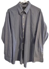 Arrow Sateen Dress Shirt Men's XL Wrinkle Free Long Sleeve Wing Tip Collar Blue