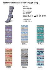 (66€/kg) 150g NAUTILO Schachenmayr /REGIA Sockenwolle 8-fach/8-fädig musterbild.