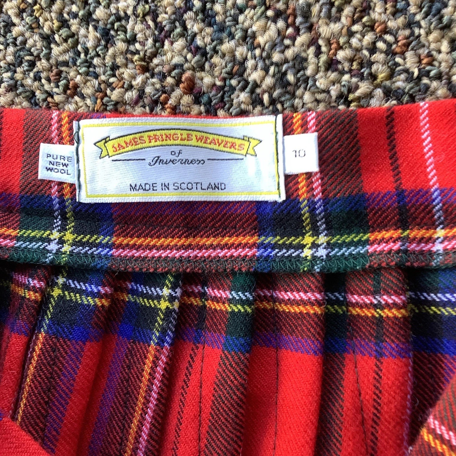VTG James Pringle Weavers Tartan Wool Kilt Skirt Excellent Size 10 Scotland image 5
