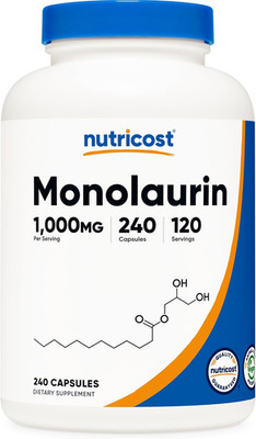 Monolaurin 1000 Mg (120 Servings, 240 Capsules) - Gluten-Free, Non GMO, Vegan