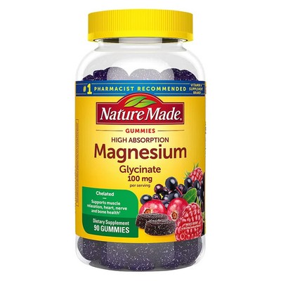 Nature Made High Absorption Magnesium Glycinate 100mg 90 Gummies Mixed Berry