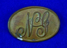 Antique US Civil War Militia Ammo Pouch Belt Buckle Pin Badge