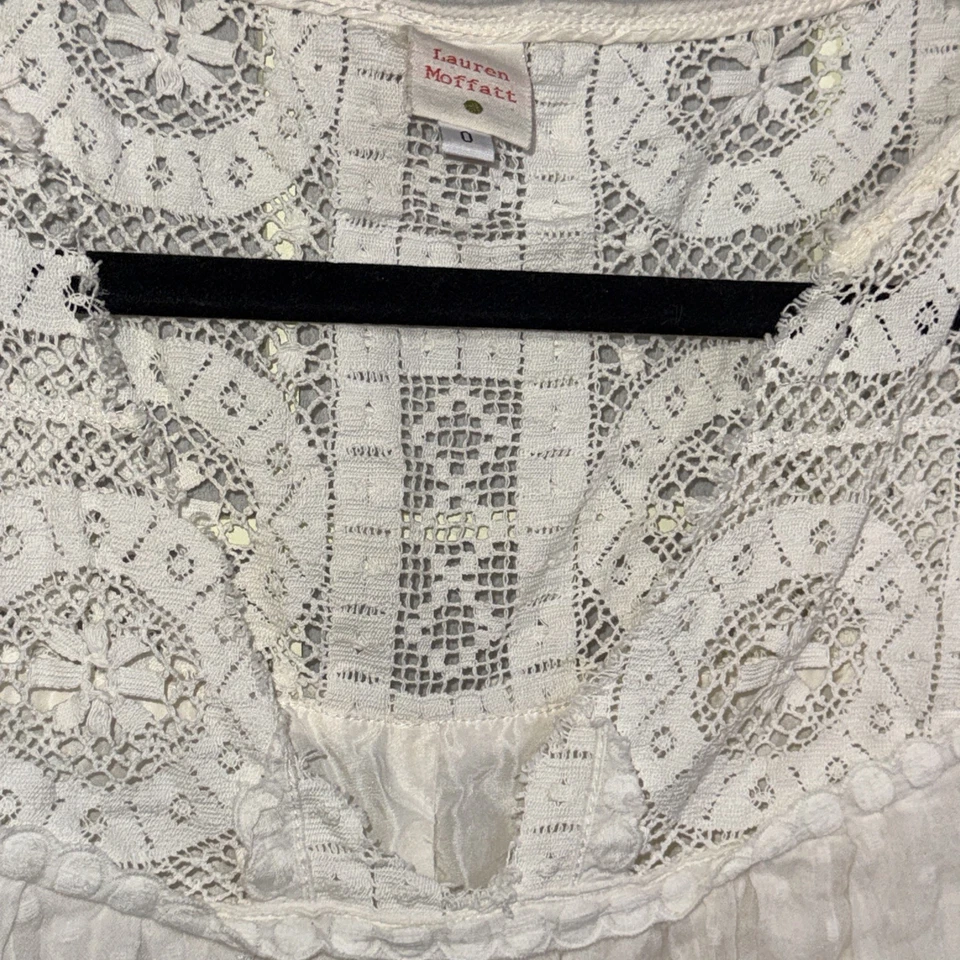 Lauren Moffatt фея богемное Y2K хлопок шелк кружева дизайнер мини-платье Cottagecore - Изображение 2 из 4