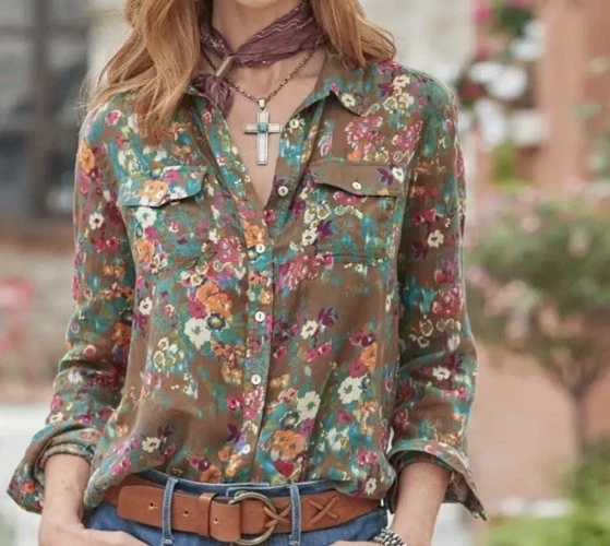 NEW Sundance Catalog FLORAL JOY BUTTONDOWN Shirt Top Blouse Olive PS
Opens in a new window or tab