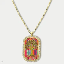 New Colorful Tree of Life Pendant Necklace Chain Picture Dog Tag Chain Gift Desi
