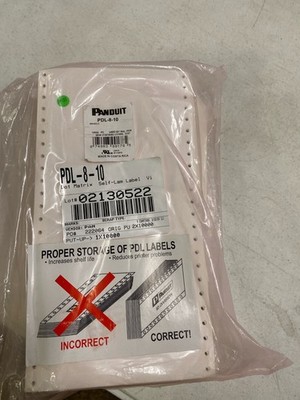 Panduit PDL-8-10 Dot-Matrix Label, 0.80x1.44'', Vinyl, White, 10,000-Pack