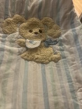 Vintage Bedtime Originals Puppy Comforter Crib Blanket Pastel Stripe