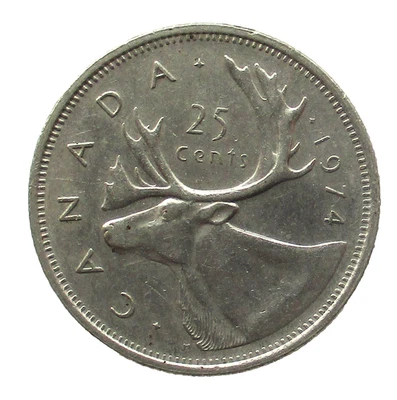Kanada 25 Cents 1974 Rentier (Karibu) - Bild 1 von 2