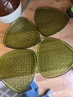 Vintage Avocado Green Anchor Hocking Daisy & Buttons Plates Set Of Four