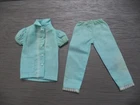 Turquoise Two-Piece Pajama Set   * Vintage 1960s PAK Barbie Mattel * Near Exc