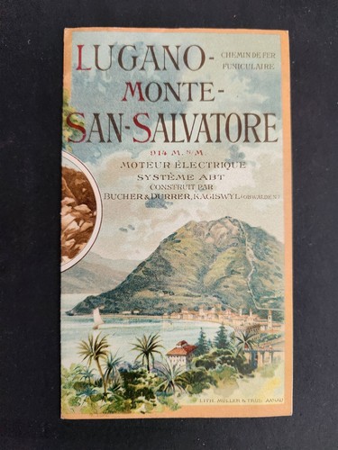 1871 antique TRAVEL LUGANO MONTE-SAN-SALVATORE AD BROCHURE rr RAILWAY TIMETABLE
