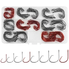 160 PCS 7381 Black High Carbon Steel Offset Sport Circle Octopus Hooks