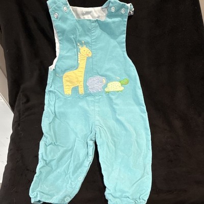 The Bailey Boys Blue Corduroy Animal Print Jon Jon Overall One-Piece 12M