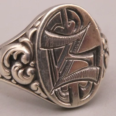 Ring Silber 800 seltener exklusiver Siegelring mit Monogrammbuchstaben 50iger - Bild 1 von 4