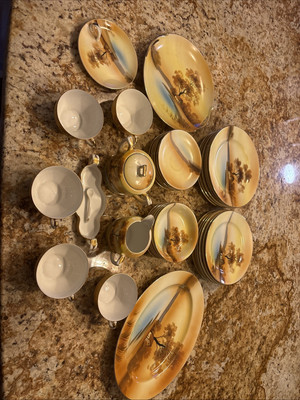 Vintage Tree in The Meadows Noritake 37 Piece Set Hand Painted Beautiful! 