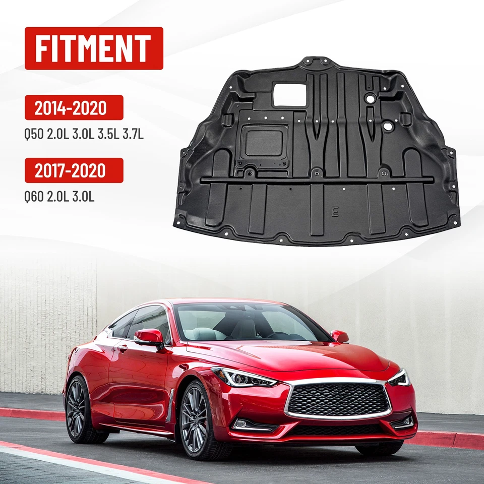 Protector contra salpicaduras 2014-2020 bajo cubierta del motor MudGuard tracción trasera para Infiniti Q50 Q60 Foto 2 de 4