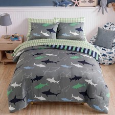 Full Size Comforter Set for Boys-7 Pieces Shark Full Bedding Sets for Kids, U...