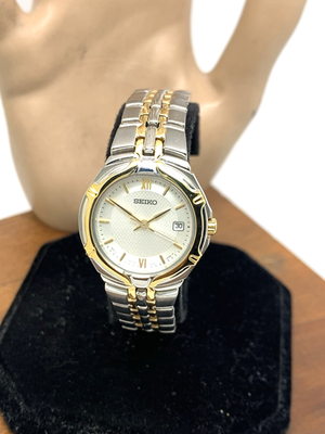 Seiko Women's Watch SXD646 Quartz Silver Dial Date Two Tone