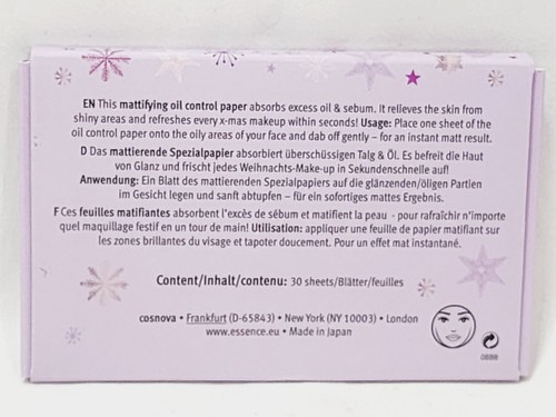 Essence Mattifying OIL CONTROL PAPER Blotting Matt Result Face 30 Tissues New - Picture 4 of 7