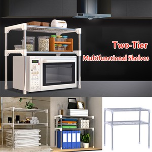 Two Tier Microwave Oven Rack Kitchen Organizer Cabinet Storage
