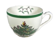 Vtg Spode England CHRISTMAS TREE 7oz Flat Cup Green Rim S3324 Coffee Tea