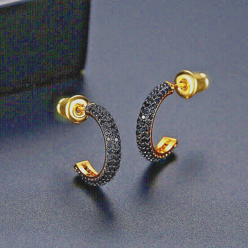 1.50 Ct Round Cut Black Simulated Diamond Stud Earrings in 14K Yellow Gold-image