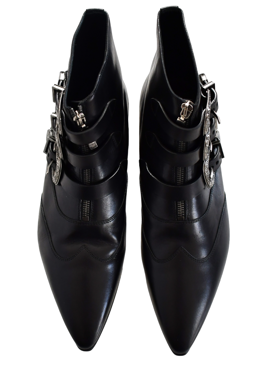 Autentici Stivaletti Saint Laurent in pelle nera STAN FIBBIA EU 45 US 11 5 12