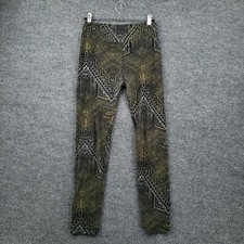 LuLaRoe Leggings Womens One Size Green Aztec Print Mid Rise Full length Pull On