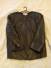 Elegance Paris Women's Black Leather Jacket Zip Size Large (see Tag Photo) Euc