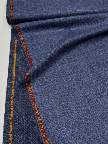 CERRUTI OXYGEN Navy Blue Wool Silk Jacketing Fabric Textured woven ITALY 2.17m - Picture 5 of 14