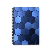 Modern Blue Hexagon Spiral Notebook, Stylish Journal for Students, Bullet