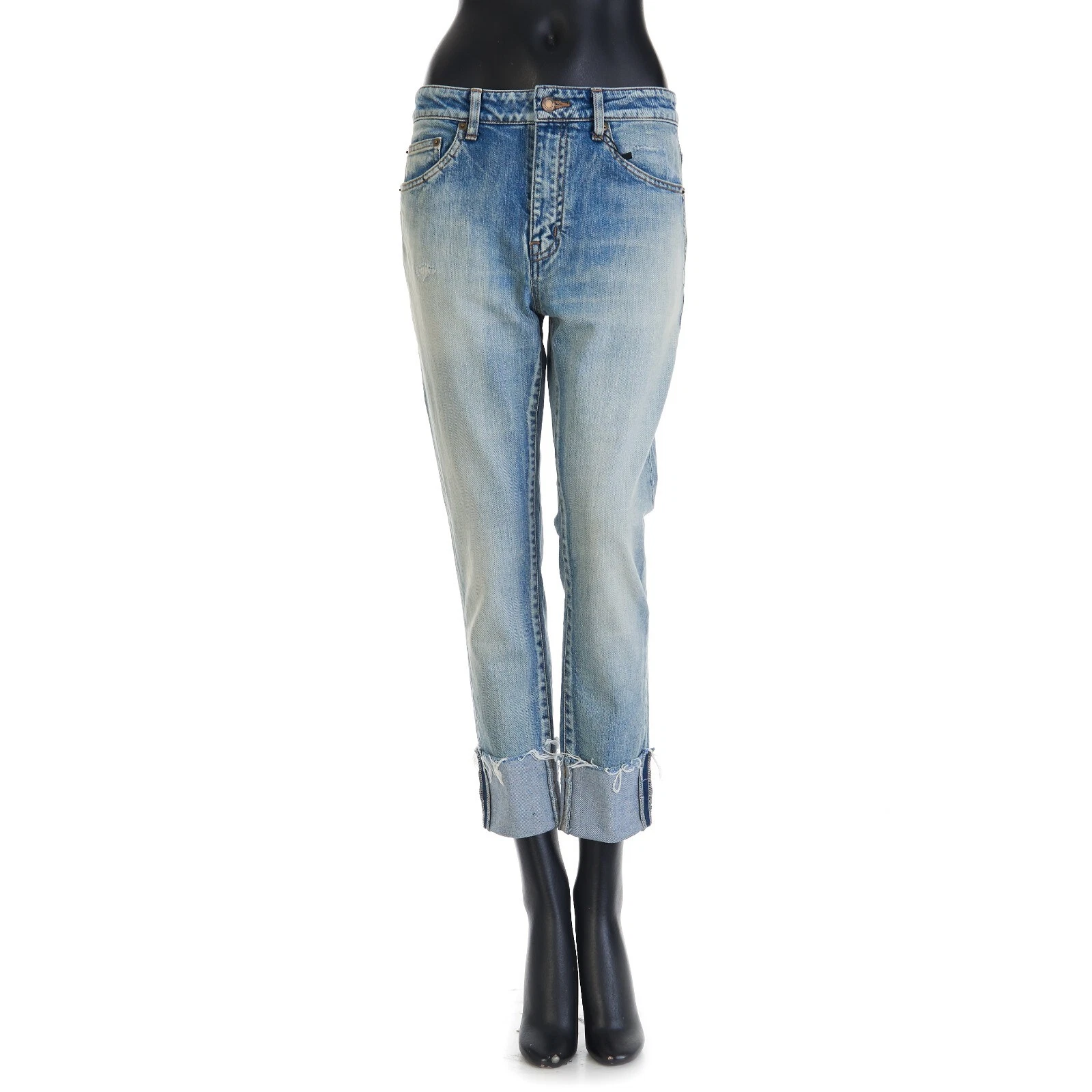 Saint Laurent — SAINT LAURENT 890$ YSL Skinny Mid-Waist Jeans In Santa Monica Blue Denim