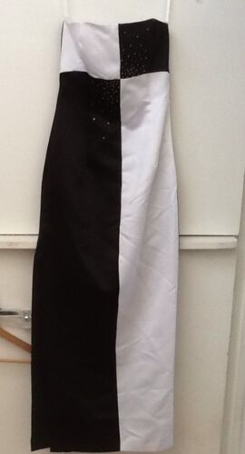 JESSICA MCCLINTOCK FOR GUNNE SAX Black/White Strapless Dress Side Slit Size 1 - Picture 1 of 4