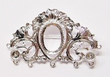 4 of 18x13mm Shiny Silver Victorian Gorgeous Brooch Pin Deco Settings 57x35mm