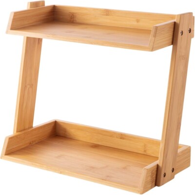 GOBAM Bambus Make-up Organizer, Groß - 2 Schichten Arbeitsplatte Organizer für...