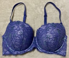 Victoria's Secret Dream Angels Demi Bra Purple 32DD Sparkle Lace Underwire NWOT