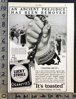 when did lucky strike cigarettes come out 1929 LUCKY STRIKE CIGARETTE FALSE MODESTY PREJUDICE WINGER MCCAY CARTOON AD  ZY88