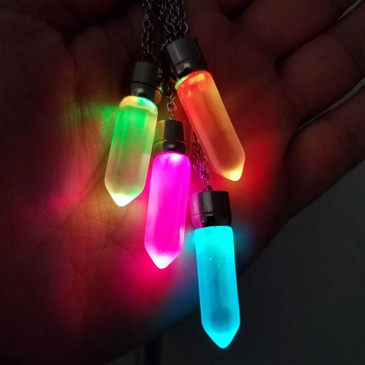LED Light up Crystal Pendant Necklace Glow Crystal Necklace
