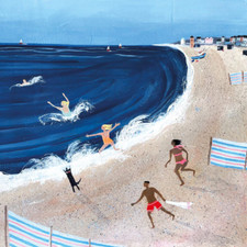 Off We Go - Art Blank Greeting / Birthday Card -  Beach Swimming in Sea Holidays