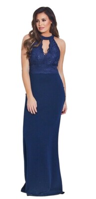 Jessica Wright Navy Maxi Dress 12 Evening Party Occasion Wedding Cruise  Prom UK