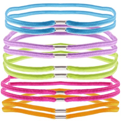 10er Set verschiedene bunte schmale & dehnbare Kopfgummis