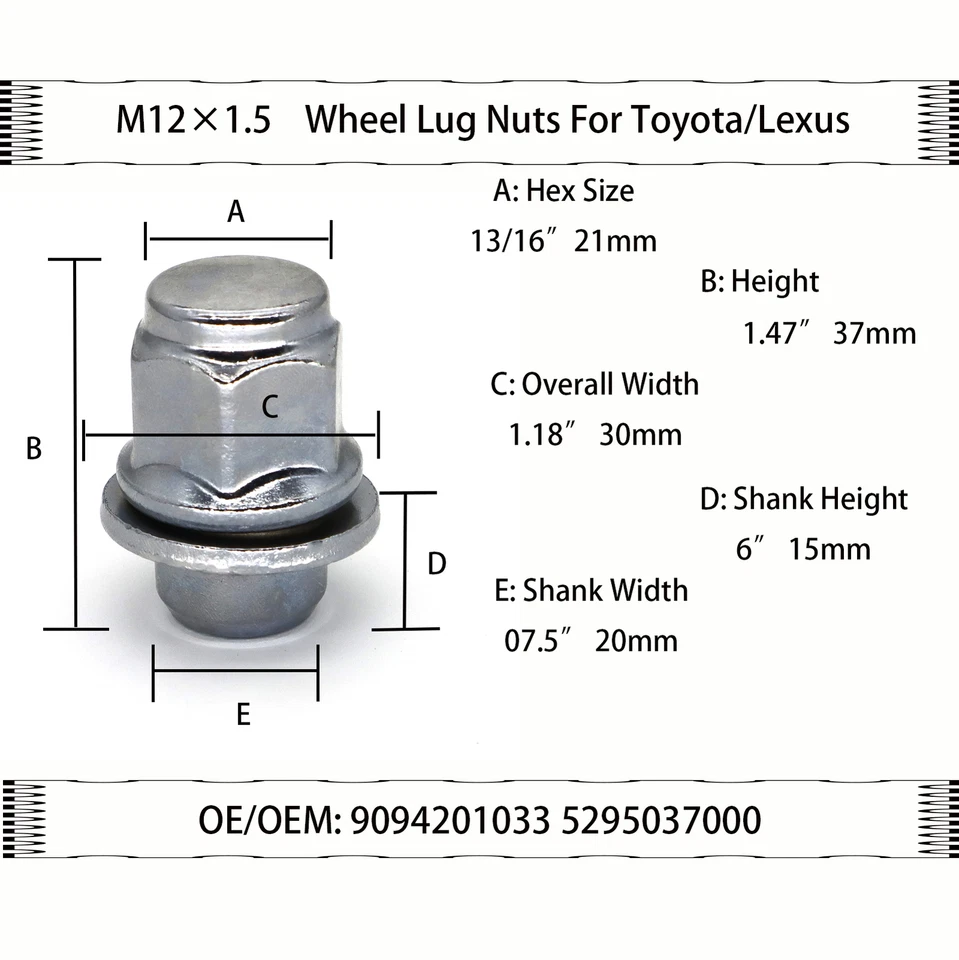 4 piezas tuercas de rueda de coche para Lexus ES350 Toyota Highlander Camry Prius RAV4 12*1,5 Foto 2 de 4
